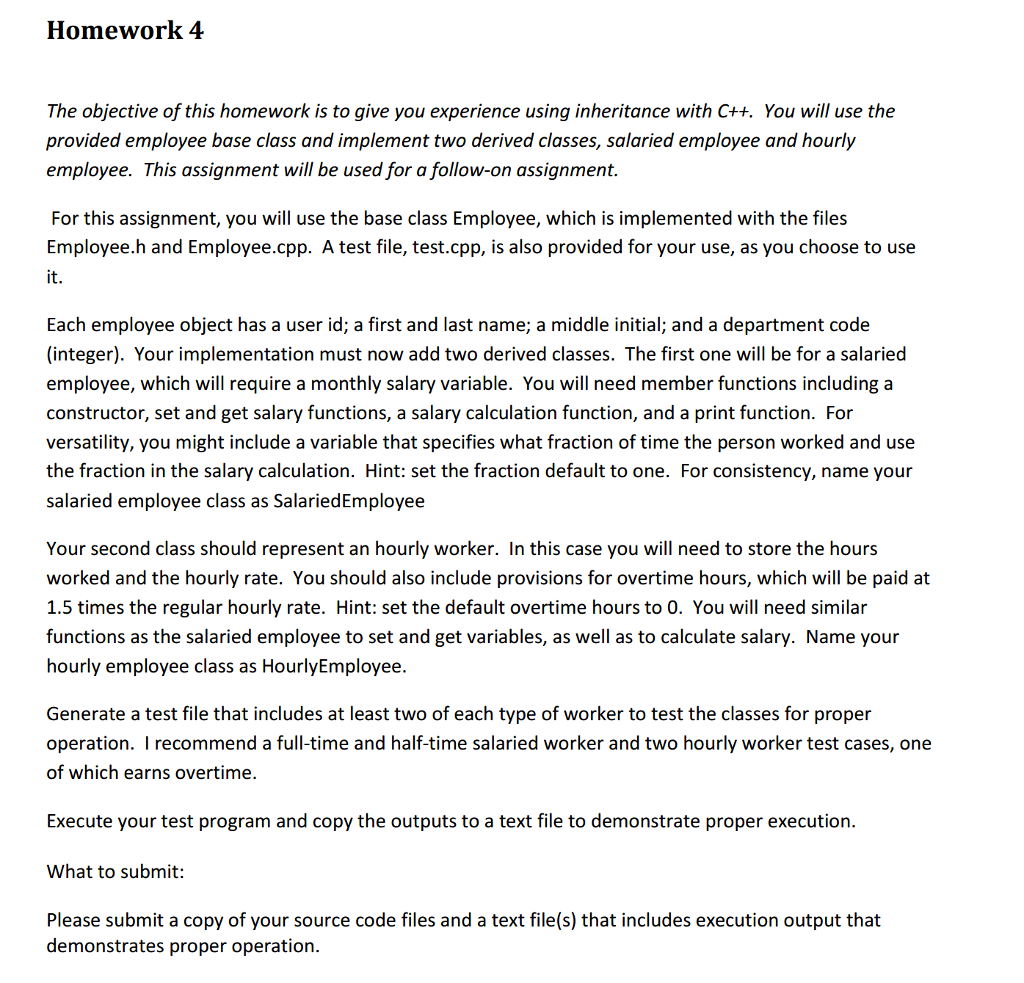  /* employee.cpp*/ #include #include #include #include "Employee.h" using namespace std; //