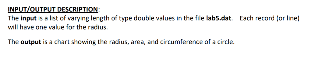 one value */ /* Given the radius, find the area and the