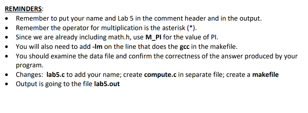 of the circle */ double cir; /* circumference of the circle */