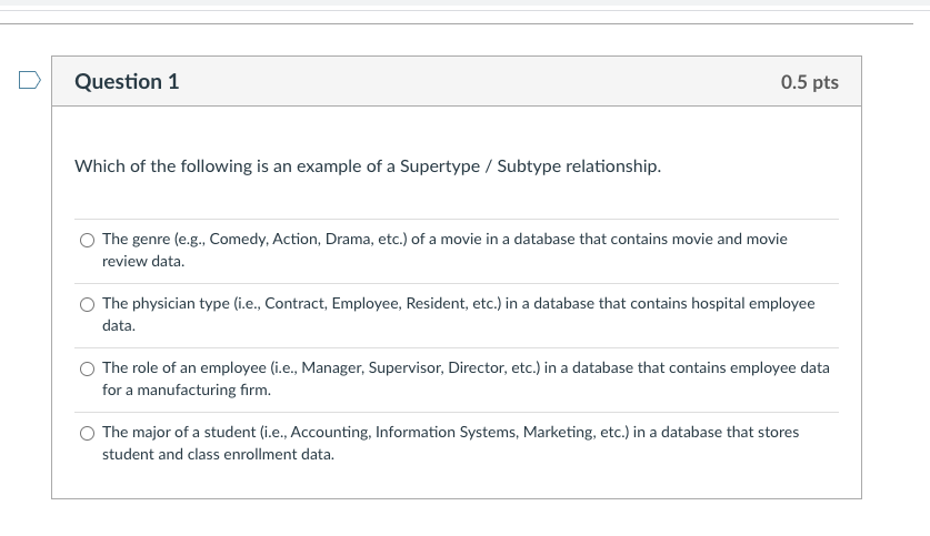 try to answer as soon as possible. Question 1 0.5 pts Which