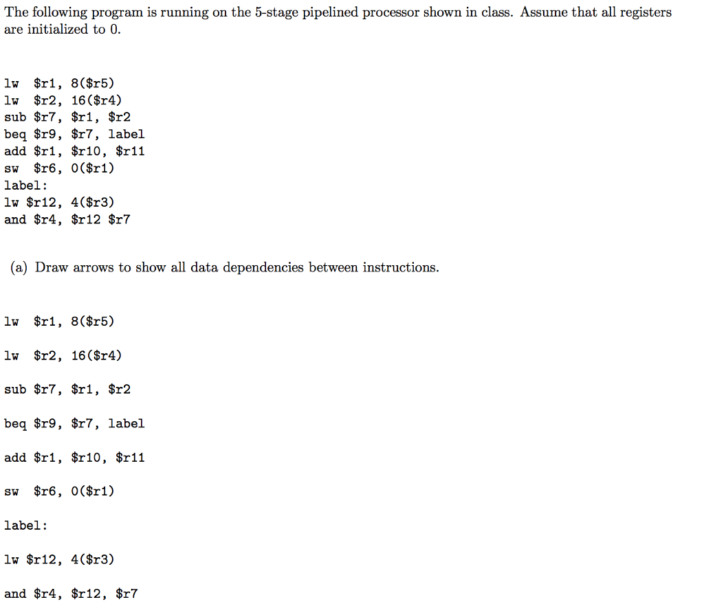 The following program is running on the 5-stage pipelined processor shown