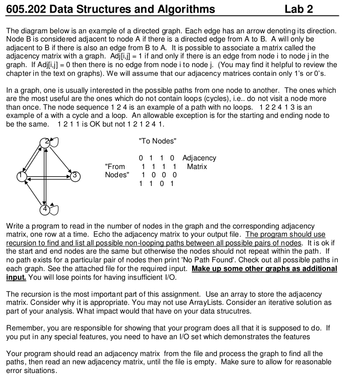  605.202 Data Structures and Algorithms Lab 2 The diagram below is