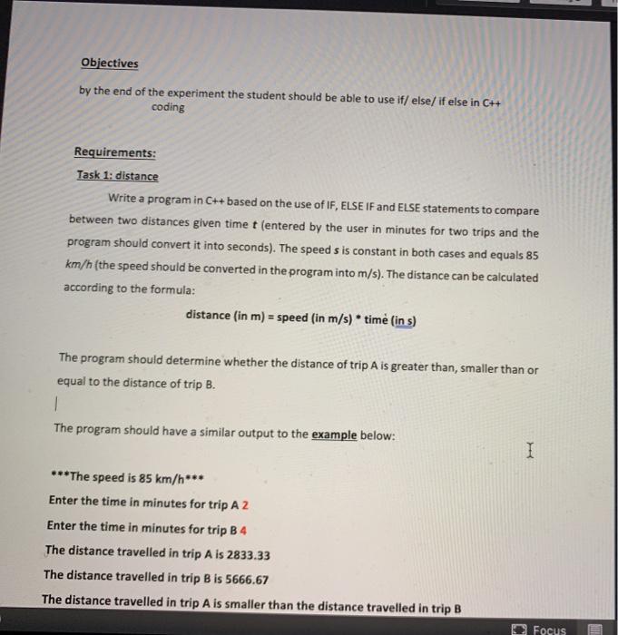 i need the flowchart fo this in if statment Objectives by the