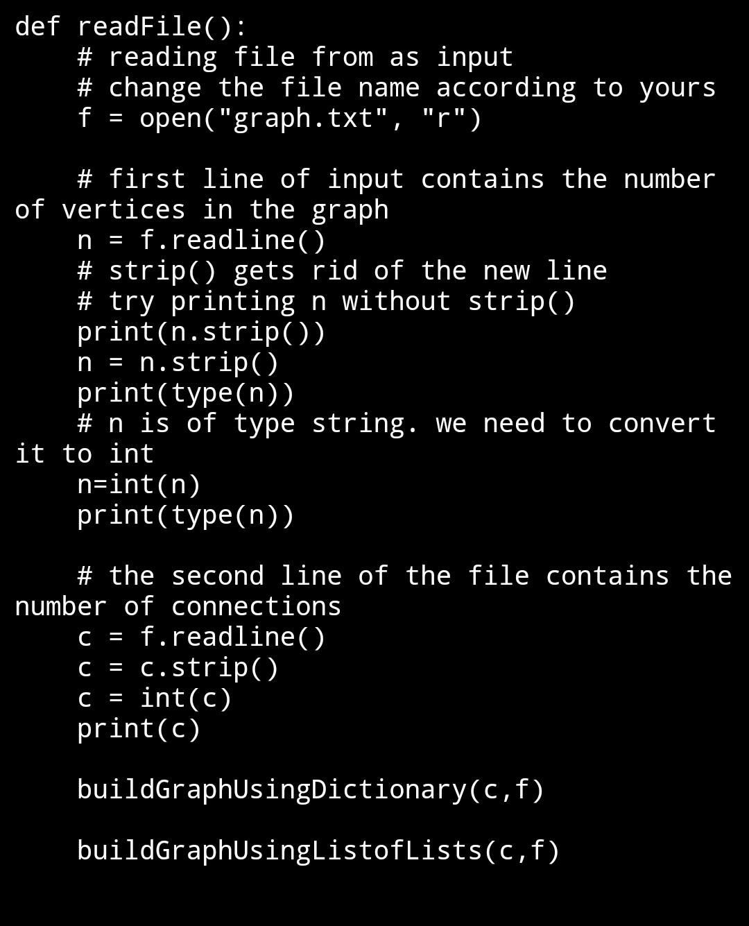 given a piece of python code and a txt file named graph.txt.