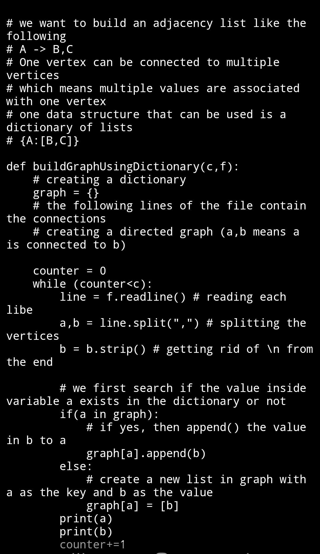 The input file contains the number of vertices in the first line,