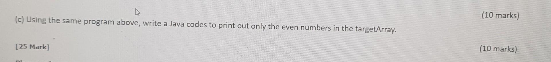  An array is set to hold the following values in this