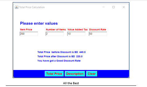 application as per the instructions specified below. A sample of the output