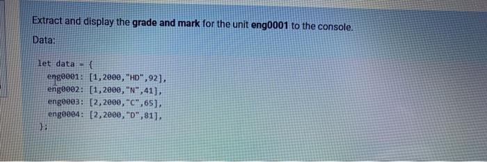 it's about writing a basic Java script Extract and display the