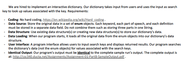  Store the original data in a set of enum objects. 