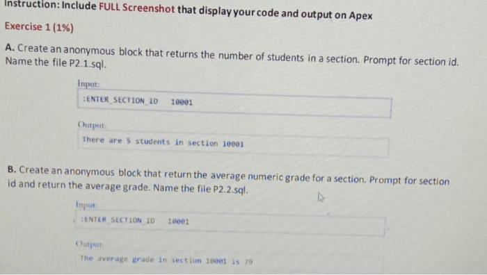 section id, Name the file P2. 1.sql. SENTER SECTION 103000 Out There