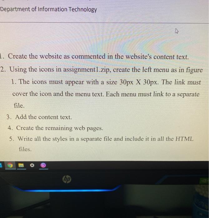 create the following page: Home CV Courses 7 Contact me Guestbook 1.