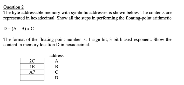 Can somebody help me with this question float binary arithmetic question? I