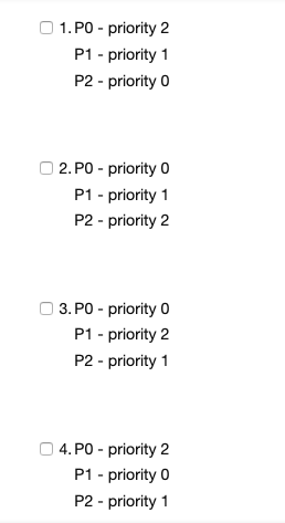 priority 1, etc. Also, assume process PO arrives immediately before process P1,