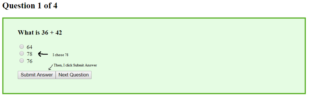 Web development: Help me to fix this code please. Purpose: Submit Answer