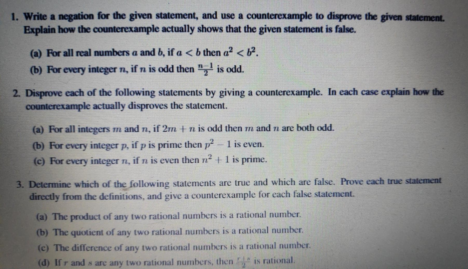Please solve this - Thank you 1. Write a negation for