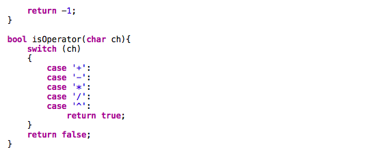 includes +, -, * and / to postfix. int main (int argc,