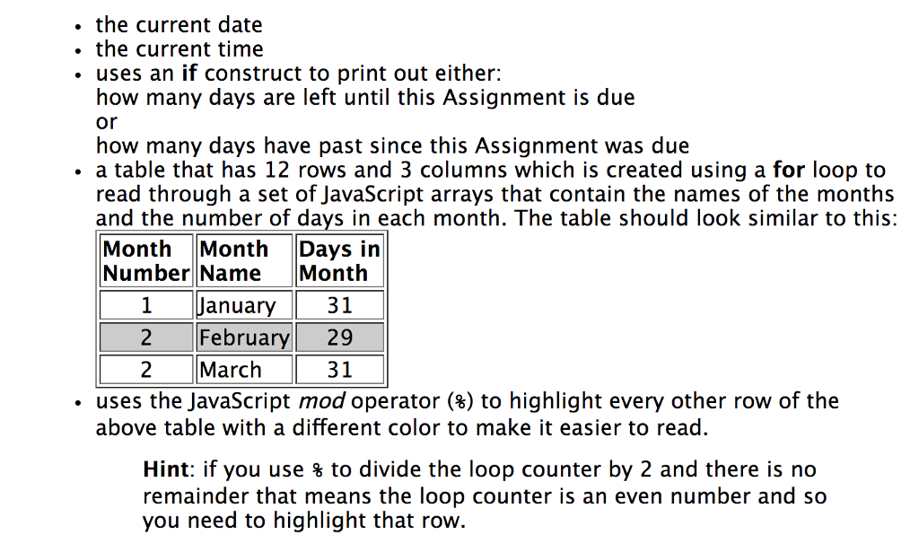 This web page should use JavaScript functions to include the following: The