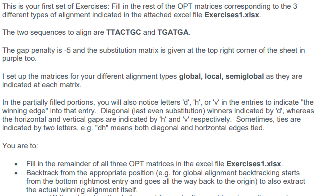  Please also include each optimal alignment for each alignment type This