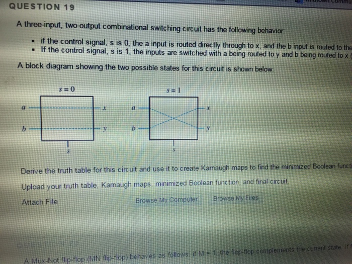 A 3 input , 2 output combinational switch a circuit has