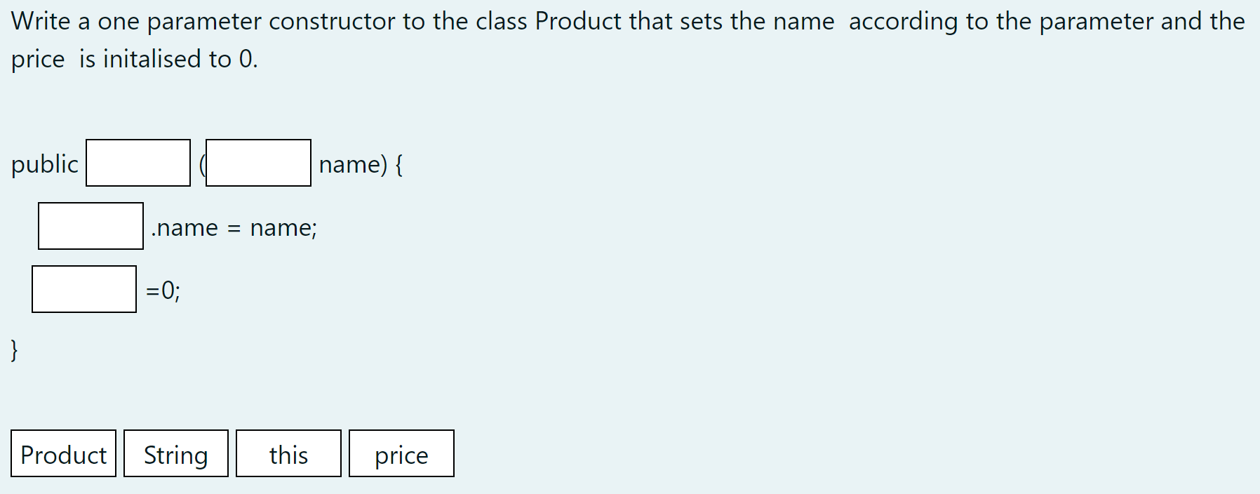 Write code to add the product p defined in question 4 to
