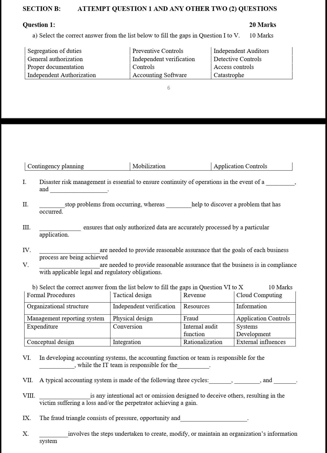 ANSWER ALL QUESTIONS SECTION B: ATTEMPT QUESTION 1 AND ANY OTHER
