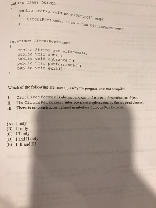  public class DS1203 {public static void main (String() args) {circusPerformer ivan