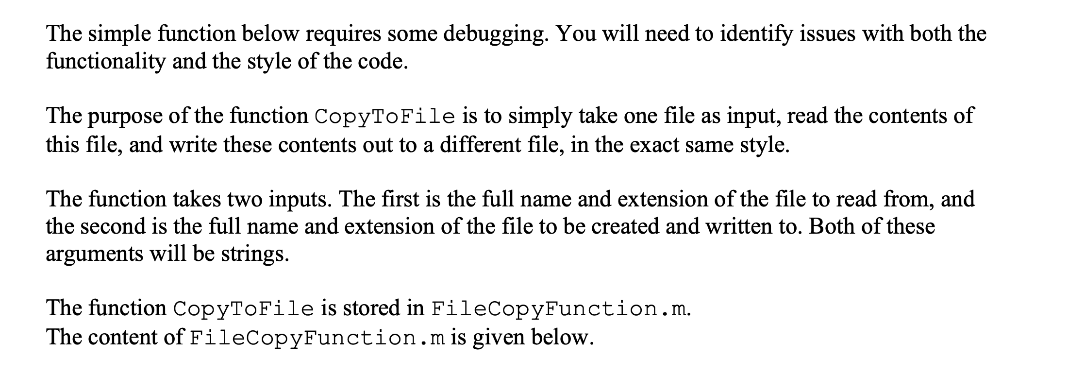 **MATLAB**\ Help please with these two questions please The simple function below