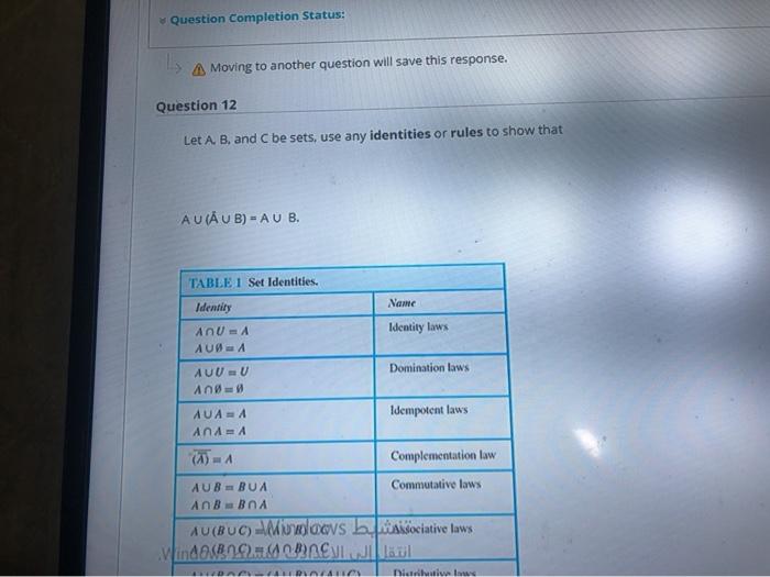  Question Completion Status: Moving to another question will save this response.