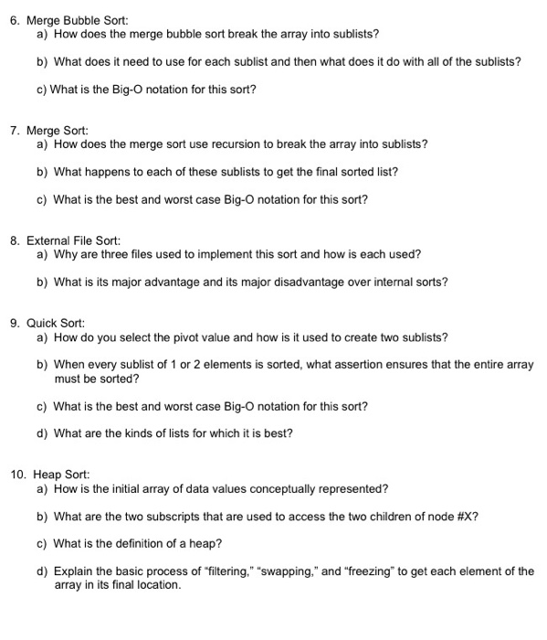  6 6. Merge Bubble Sort: a) How does the merge bubble
