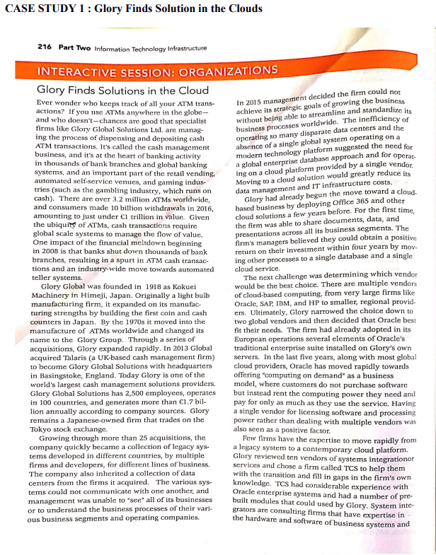  CASE STUDY 1: Glory Finds Solution in the Clouds In 2015