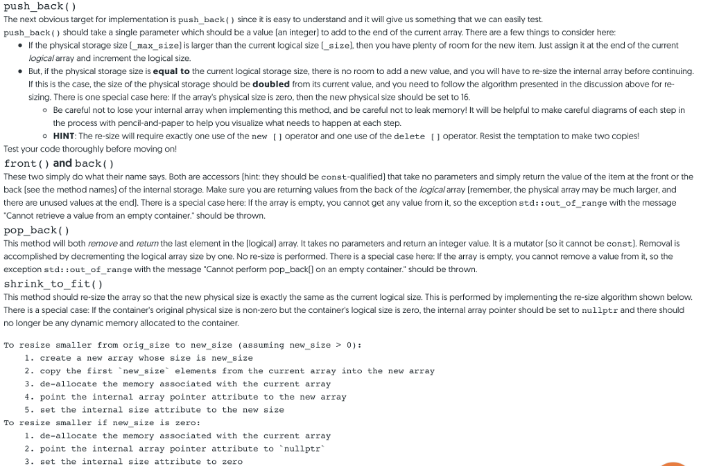 size() const { return _size; } int& at(int i); ~ElasticArray(); private: int*