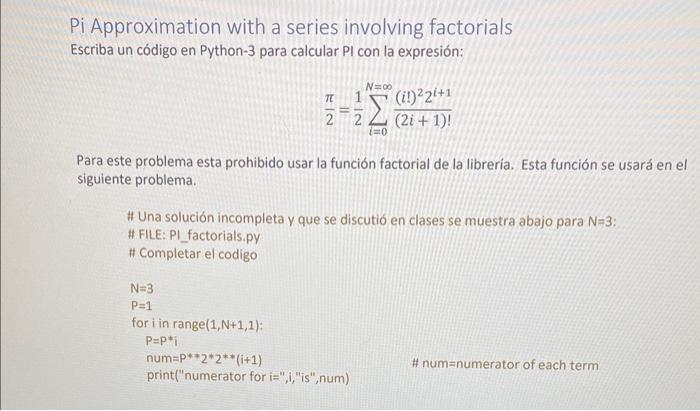  Translation: Write some code in Python-3 to compute PI with the