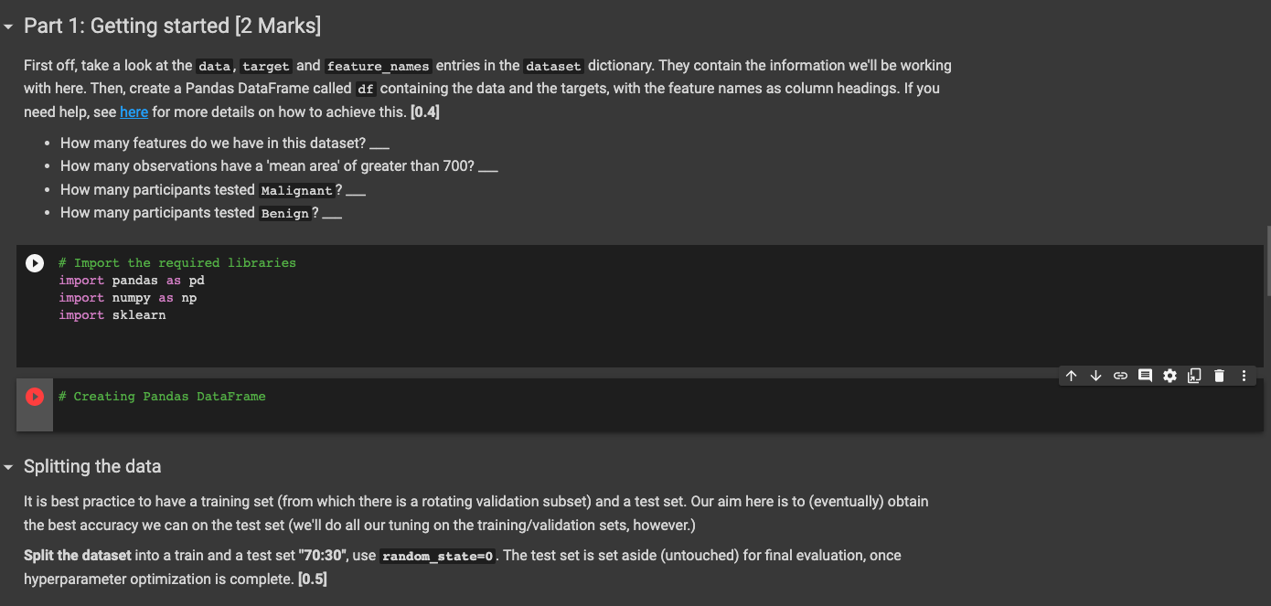  - Part 1: Getting started [2 marks] First off, take a