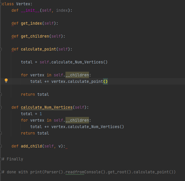 when visiting the entire tree starting with a root node. The calculation