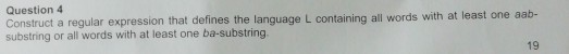  Thanks Question 4 t a regular expression that defines the language
