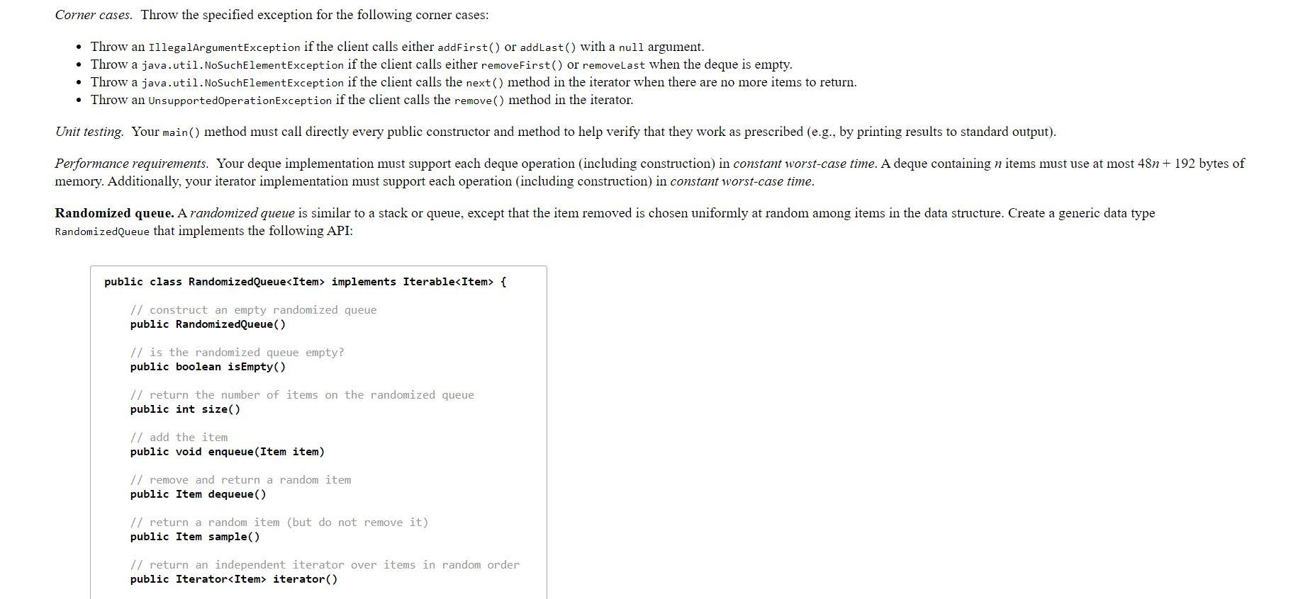 queue. The goal of this assignment is to implement elementary data structures