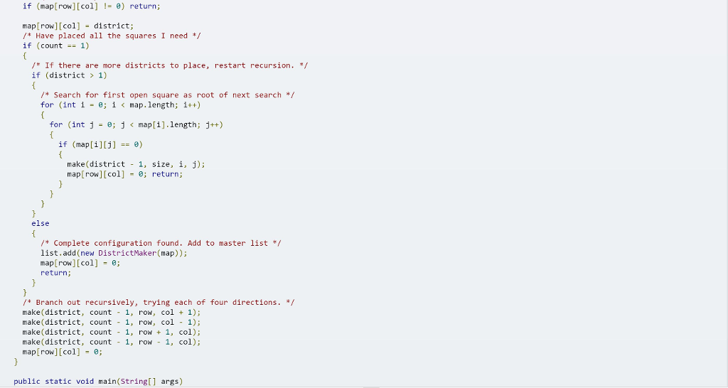 Comparable { /** * Each DistrictMaker object has an internal 2-D grid