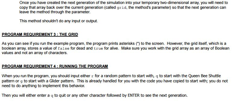 every direction. Each individual cell in the matrix can either be alive