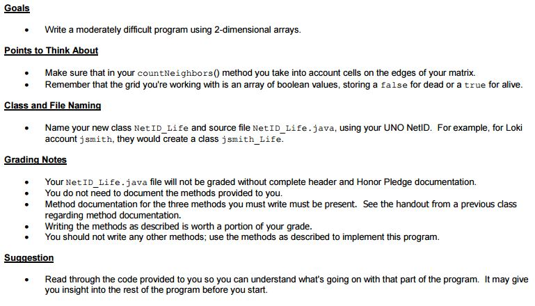 by printing an asterisk to the screen. A dead cell is shown