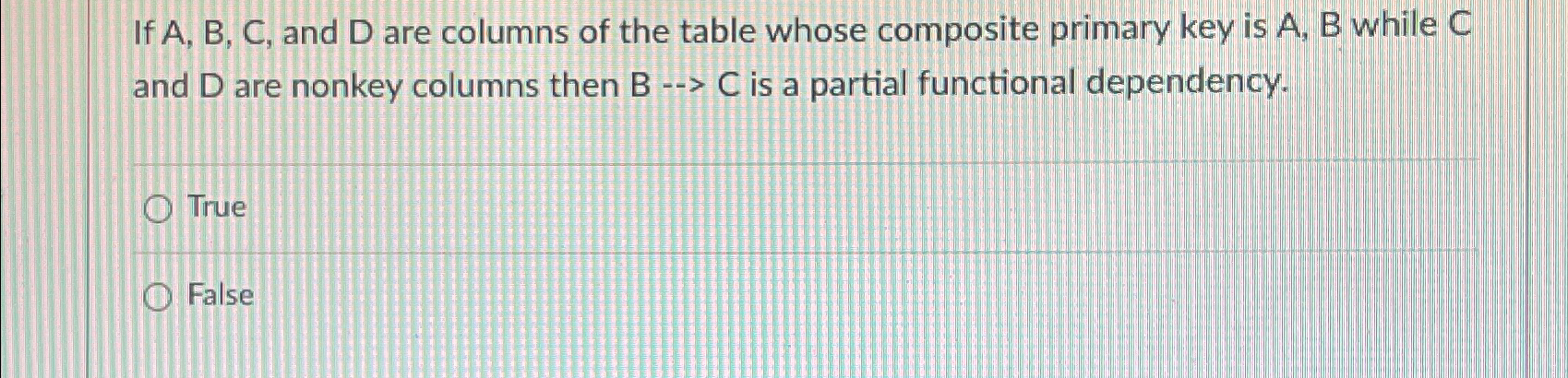  If A,B,C, and D are columns of the table whose composite