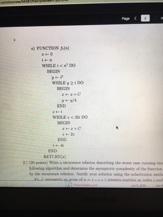 2321 Foundations I Spring, 2019 Dr. Estill Homework 5 Due: Monday, February
