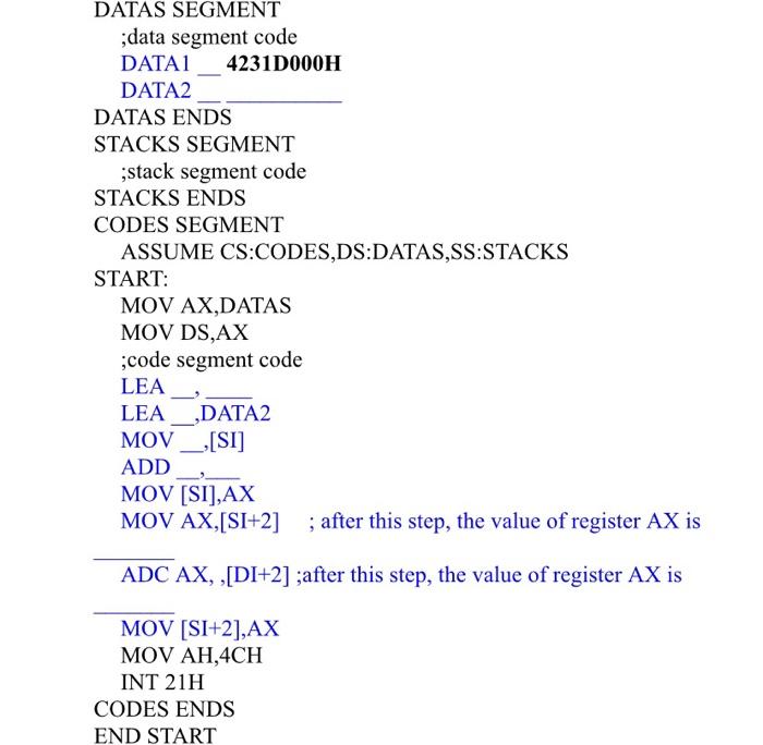 assembly programming. make it simple and brief DATAS SEGMENT ;data segment code