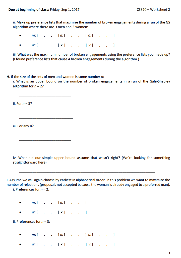 a matching between equal numbers of men and women. 1 Initially all