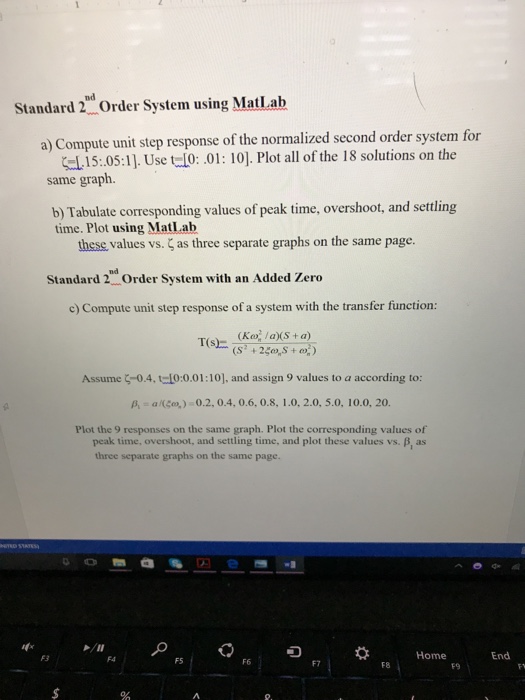  Standard 2^nd Order System using MatLab Compute unit step response of