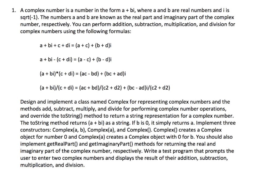 Please Write this Program using Java and test it with 9-3i as