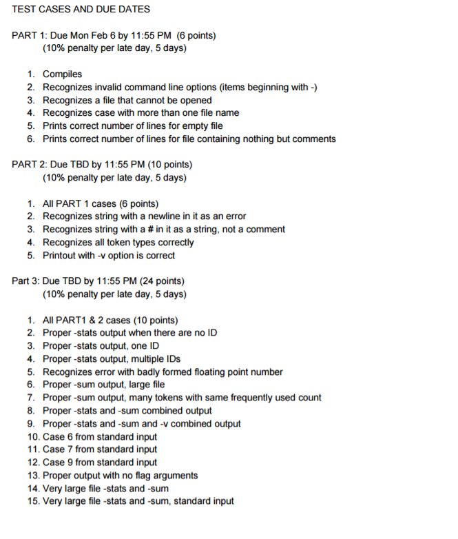 and a class definition for Token, is included in the startercode for