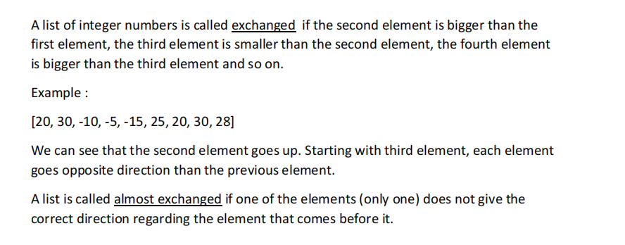 second element is bigger than the first element, the third element is