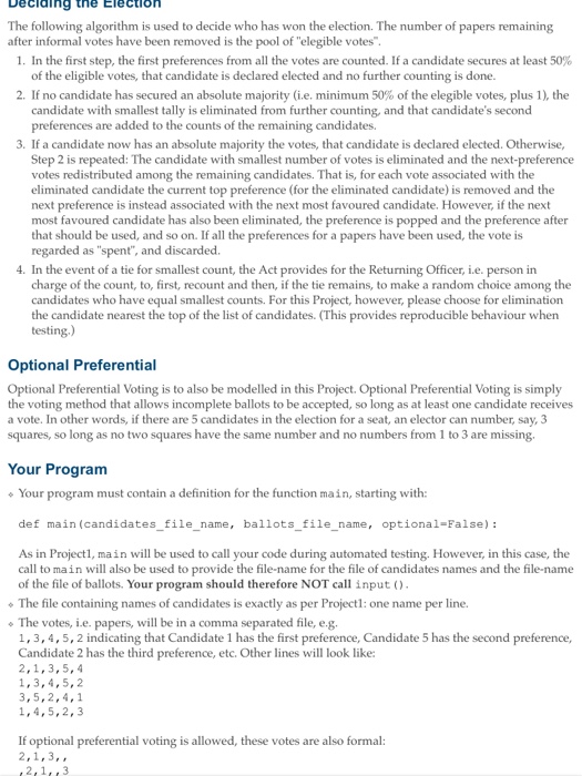  Use python please, sample set of ballot papers in picture 2,candidates