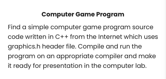  Computer Game Program Find a simple computer game program source code