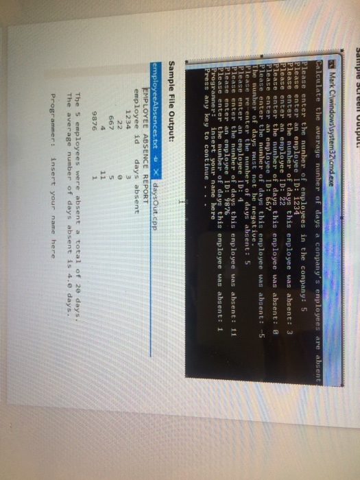 days a company's employees are absent during the year and outputs a